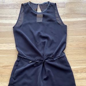 Zara | Black Silky/Mesh Open Back Romper | XS